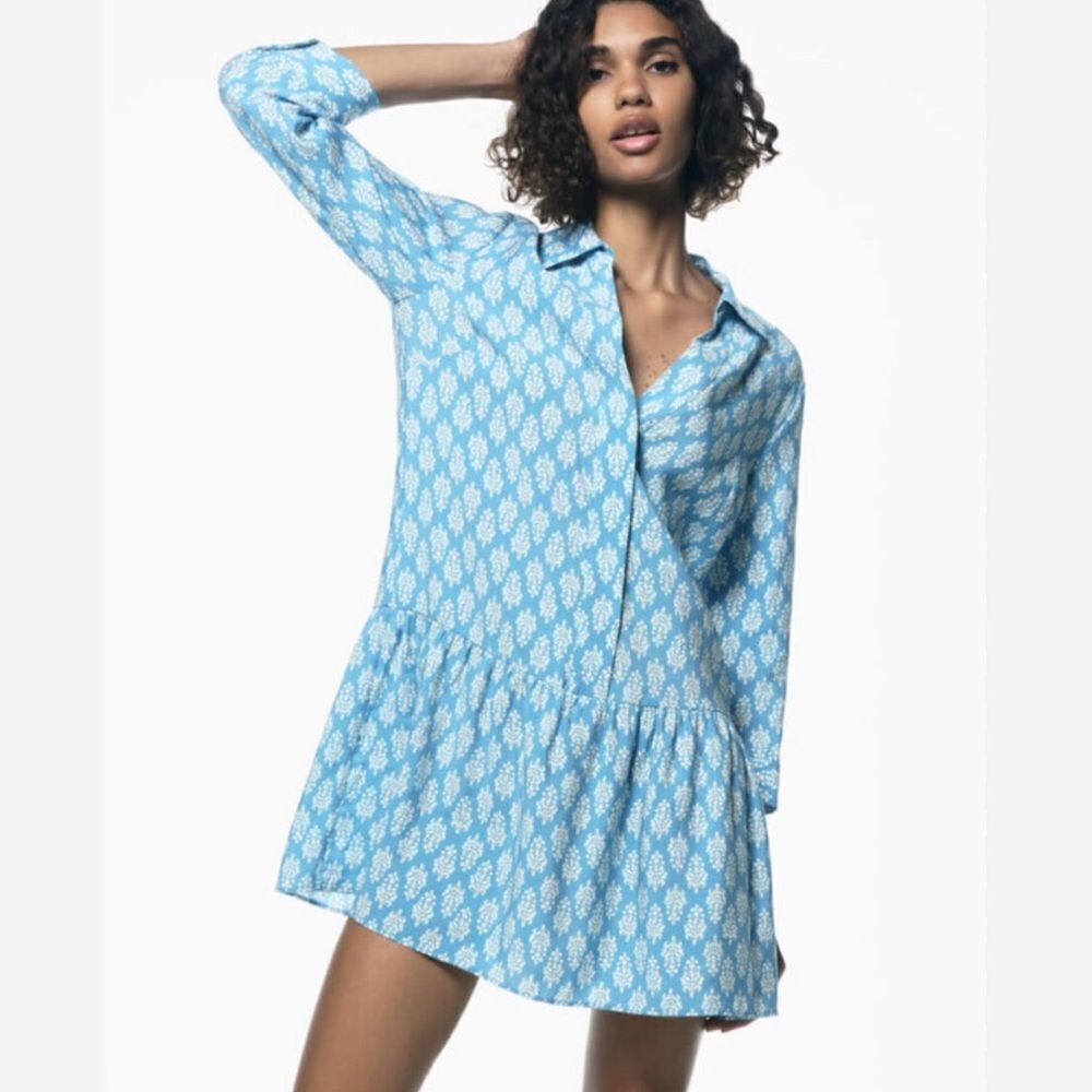Zara Blue Mini Dress (Size Large)
